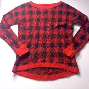 Express checkered wool mohair black & red pullover cabin sweater small